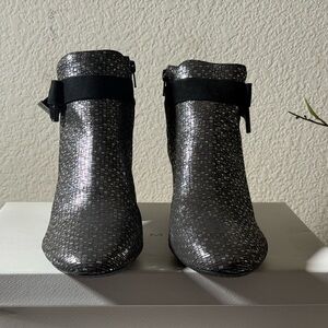 Alex Marie Shimmering Silver Ankle Booties